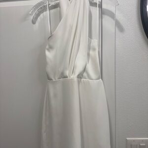 Amanda Uprichard Mezcal Dress in Ivory - Cross Front Mini Dress